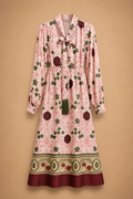 Blush Floral Tie-Neck Midi Dress. made in italy