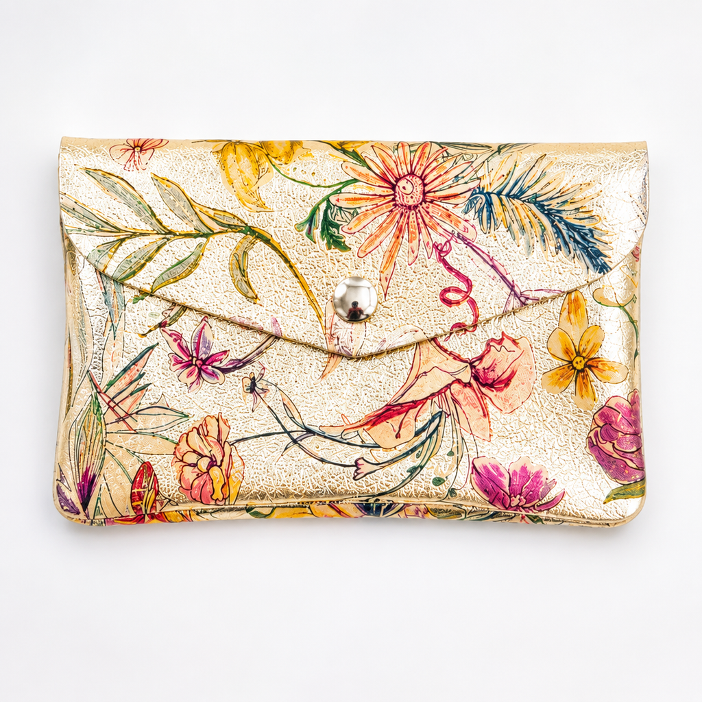 Colorful flower bloom italian wallet