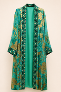 Long Teal green Gold Luxe Kimono Set
