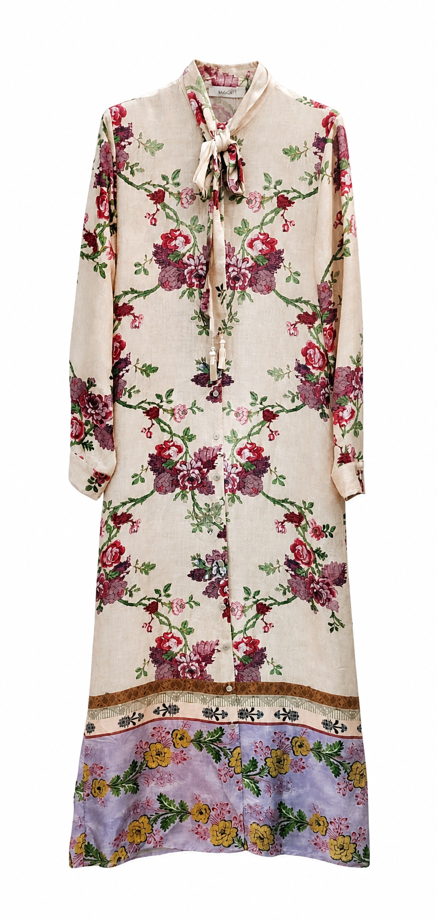 OFF white Floral Italian Maxi Dress