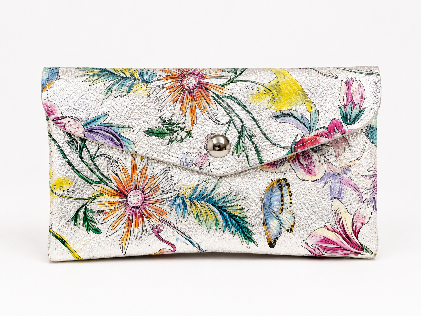 Colorful flower bloom italian wallet